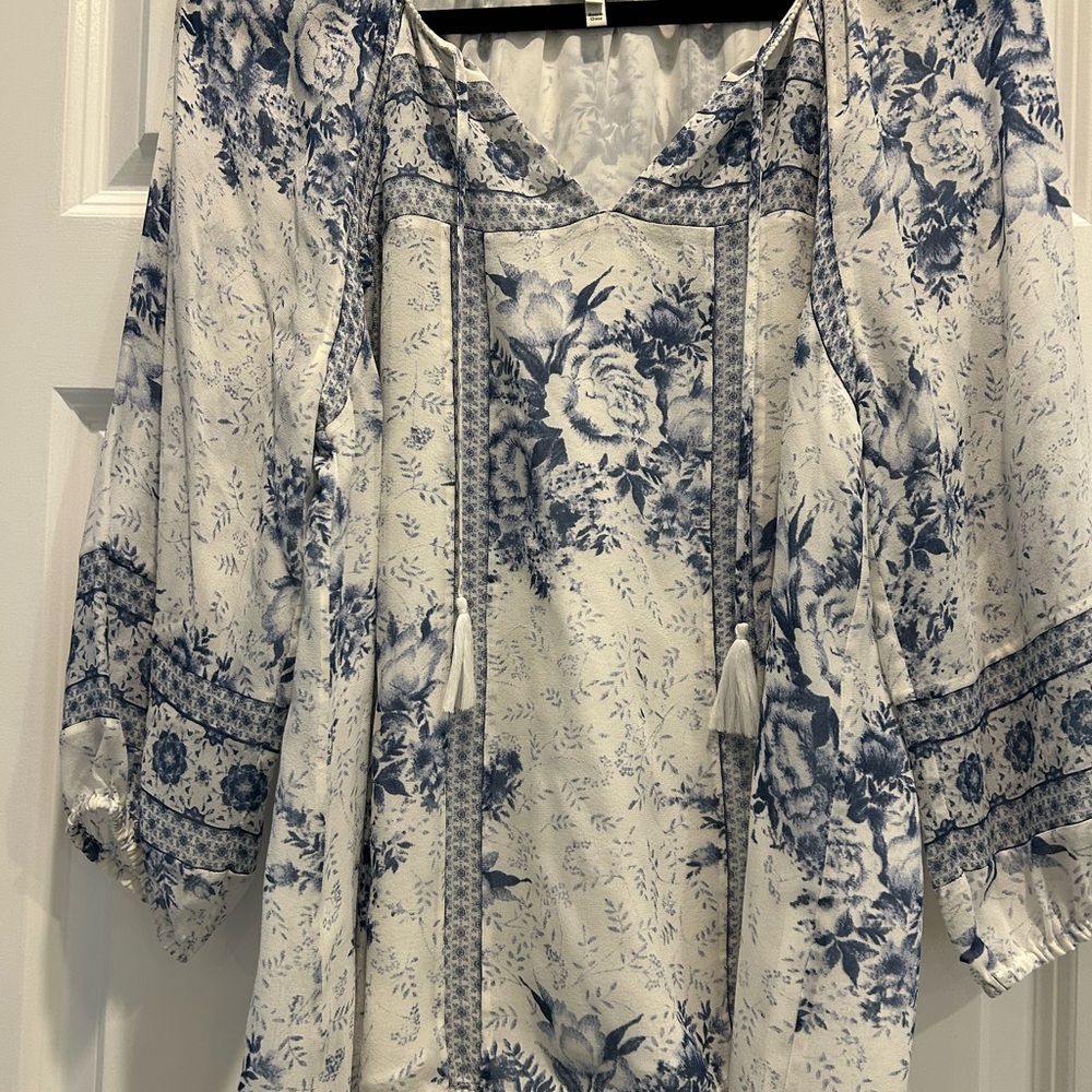 Joie Blue and White Floral Blouse